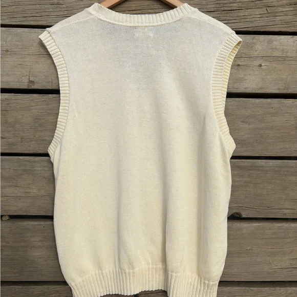 Vintage Susan Ed’s Preppy Ivory Knit Sweater Vest Sz Lg - Picture 9 of 12